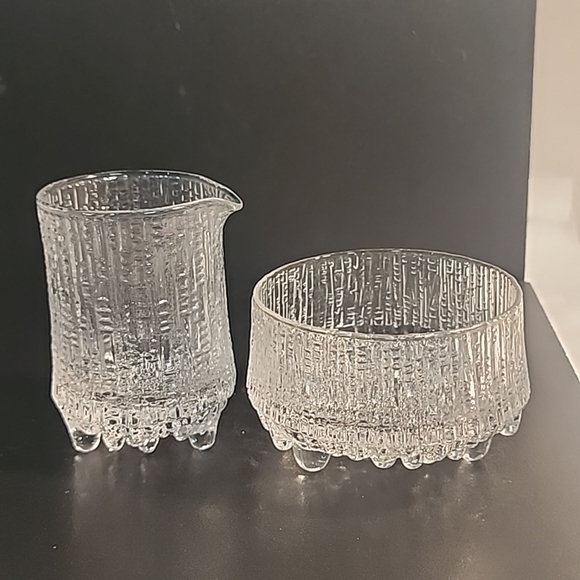 Iittala Ultima Thule Creamer & Sugar Set Finland Tapio Wirkkala Icicle Pattern - Picture 5 of 10
